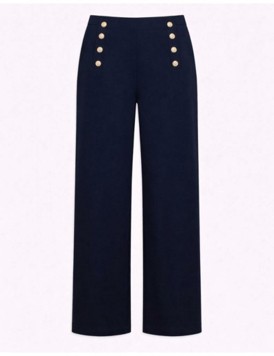 Pantalon 7/8 droit uni MARINE Femme
