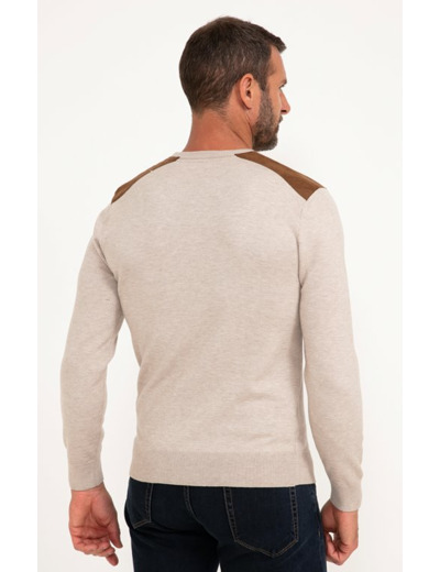 Pull col rond uni suede