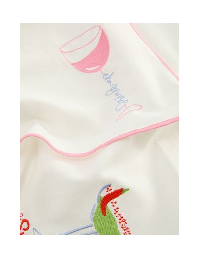 Lot de 2 serviettes brodées à surpiqûres contrastées