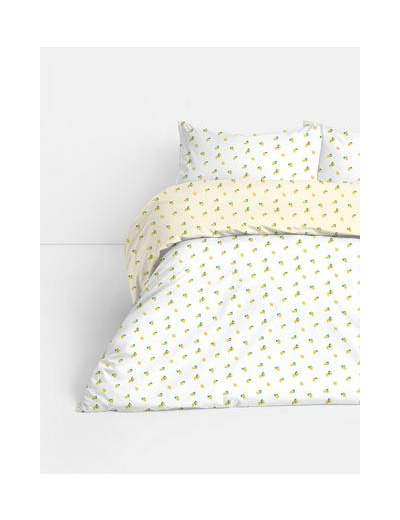 Parure de lit king size réversible à motif citrons