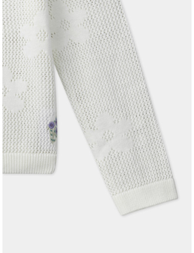 Gilet écru fleur