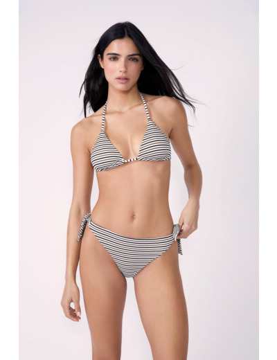 Bikini brésilien à nouer bas de maillot à rayures