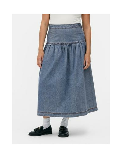 Jupe mi-longue évasée en jean