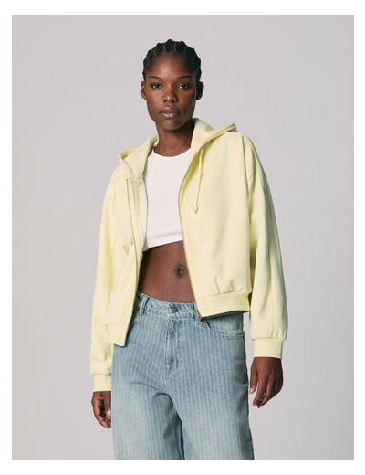 Sweat zippé à capuche vanille