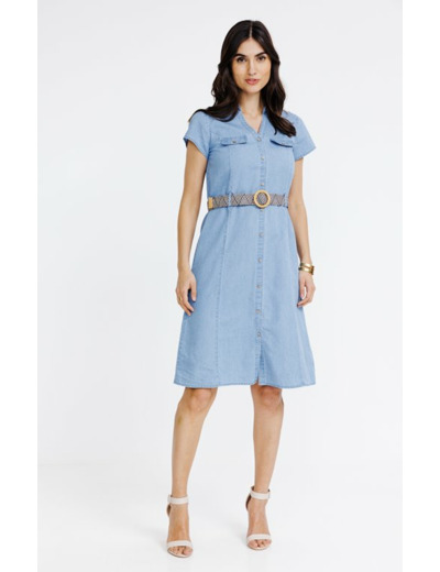 Robe chemise avec ceinture rafia