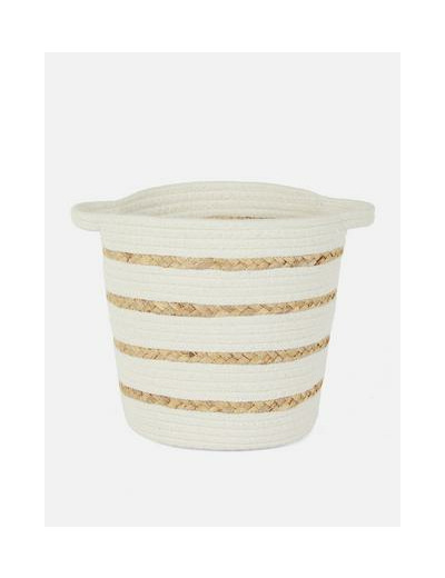 Panier de rangement tissé de taille moyenne à rayures