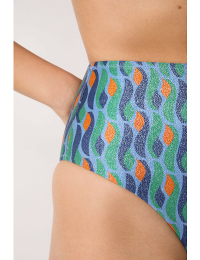 Culotte bikini taille haute bas de maillot pailleté