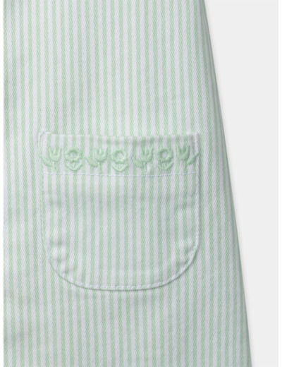 Robe salopette à rayures vertes en jean denim Fille
