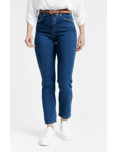 Pantacourt en denim détails clous dorés