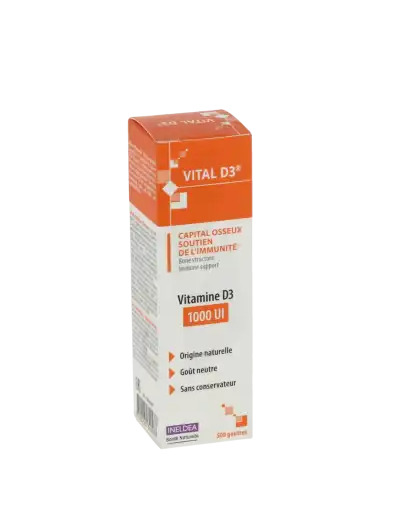 Ineldea Vital-d3 Solution Buvable Capital Osseux Et Soutien De L'immunité Flacon Compte-gouttes De 20 Ml