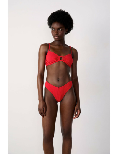 Brésilien high leg bas de maillot texturé