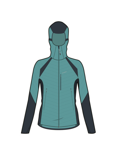 Veste hybride sprint synthétique & laine alpinisme femme - bleu gris