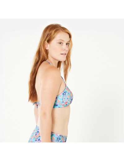 Haut de maillot de bain bandeau surf fleuri Femme - Laura multicolore