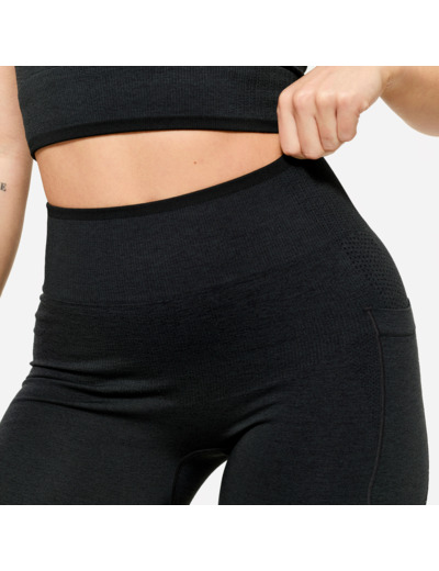 Legging seamless de musculation femme, noir