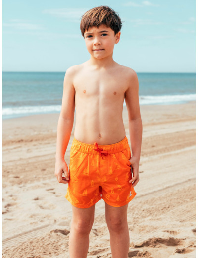 Short de bain orange à motif magique