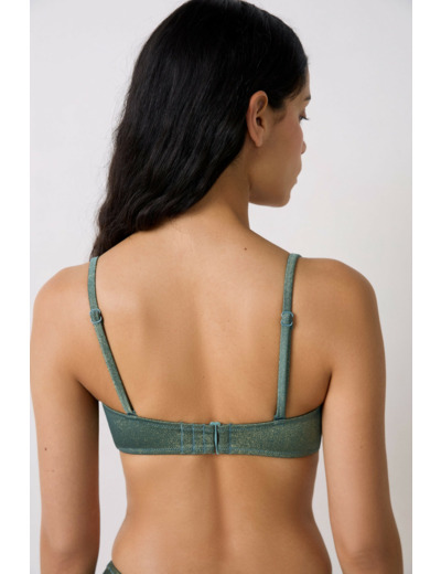 Bandeau coques fines bretelles amovibles haut de maillot irisé