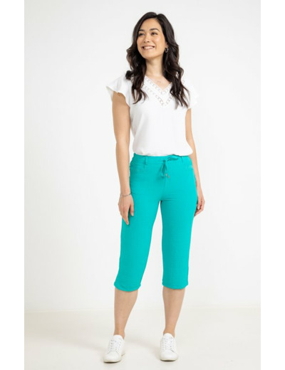 Pantalon corsaire fluide élastiqué dos