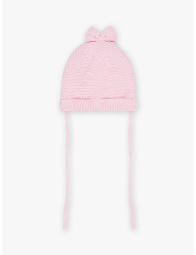 Bonnet rose en tricot avec oreilles 3D