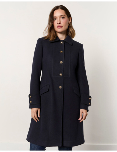 Redingote mi-long uni MARINE Femme