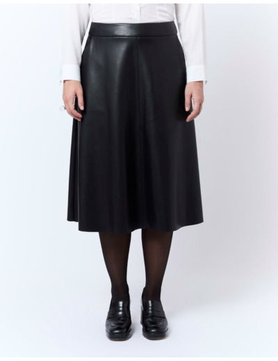 Jupe midi uni NOIR