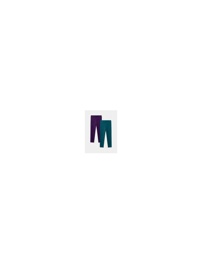 Lot de 2 leggings violets à pois ou bleus unis doublés pour filles