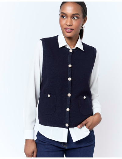 Gilet court uni MARINE Femme