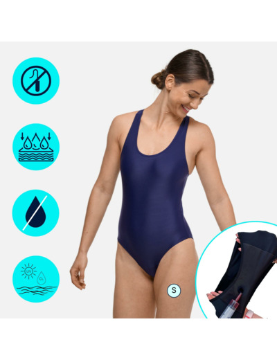 Maillot de bain Menstruel 1 Pièce| Femme & Ado | Flux Moyen | Lola Bleu