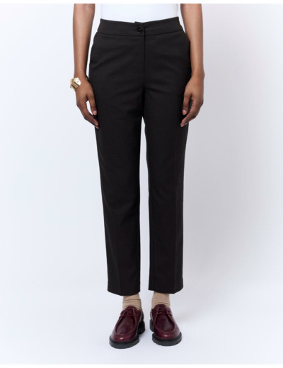 Pantalon 7/8 cigarette pied de puce MARRON Femme
