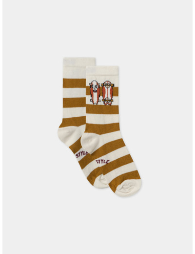 Chaussettes rayées avec skateboard
