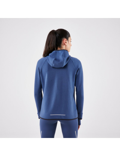 Veste chaude de running Femme, KIPRUN Run 500 Warm Bleu abysse
