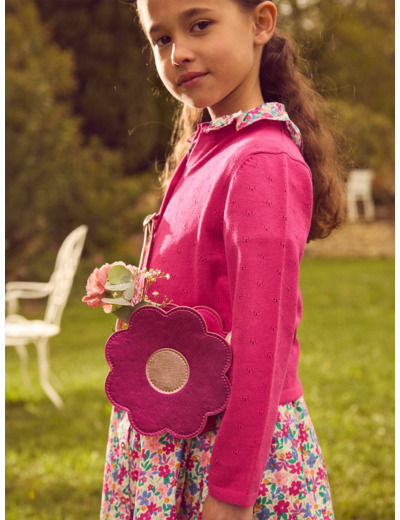 Sac fleur rose fuschia pailletés à bandouillère Fille