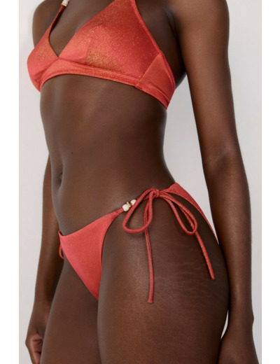 Culotte de bikini ficelle bas de maillot à nouer pailleté