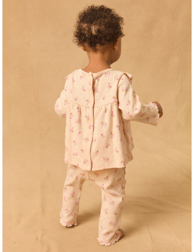 Pyjama en maille ajourée et imprimée