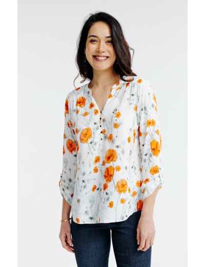 Tunique imprimé fleurs coquelicot