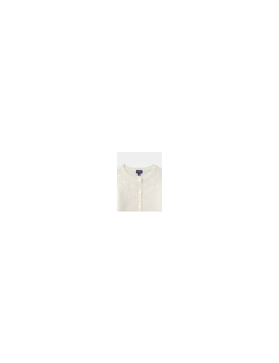 Gilet écru à broderies florales pour filles