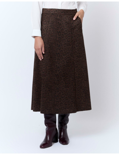 Jupe longue imprimé léopard MARRON