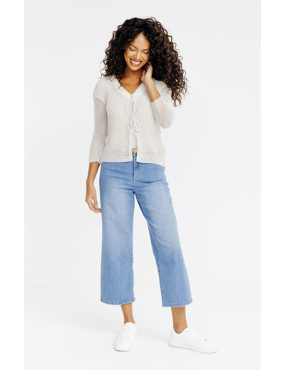 Cardigan uni manches 3/4