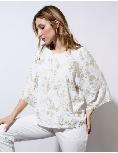 Blouse manches 3/4 unie BLANC Femme