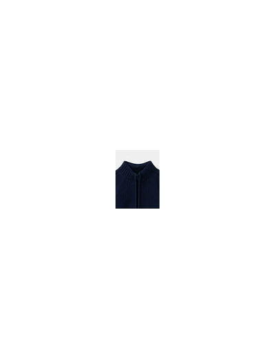 Gilet zippé bleu marine torsadé pour garçon