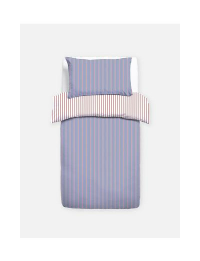 Parure de lit simple réversible à rayures style universitaire