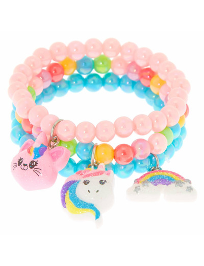 Lot de 3 bracelets perlés arc-en-ciel du Club Claire's