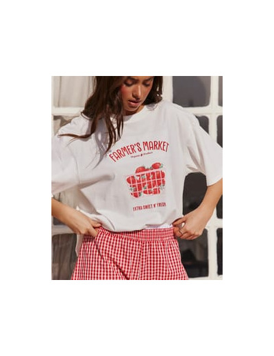 T-shirt manches courtes oversize en jersey imprimé "Farmer's market"
