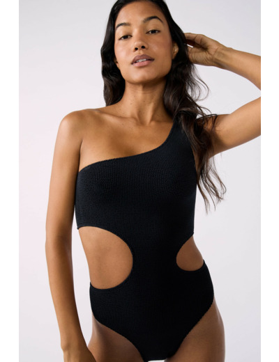 Maillot de bain 1 pièce découpe côte en matière extensible