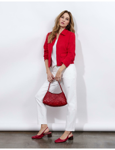 Pantalon 7/8 cigarette uni BLANC Femme