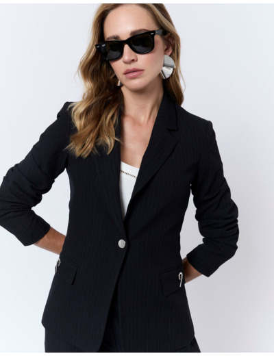 Veste longue rayée NOIR Femme