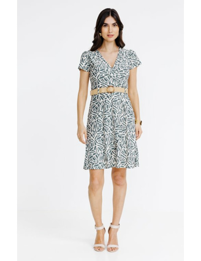 Robe cache-coeur avec ceinture rafia