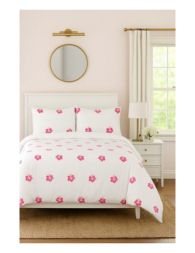 Parure de lit double à hibiscus tuftés