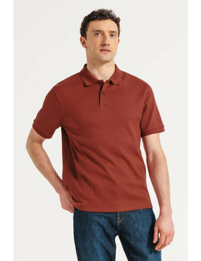 Polo manches courtes texturé - Bordeaux