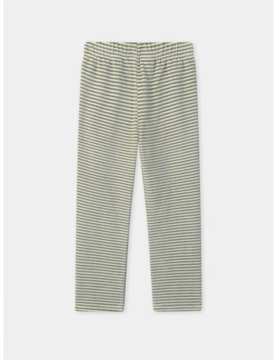 Pyjama écru et vert kaki en velours imprimé chien Garçon