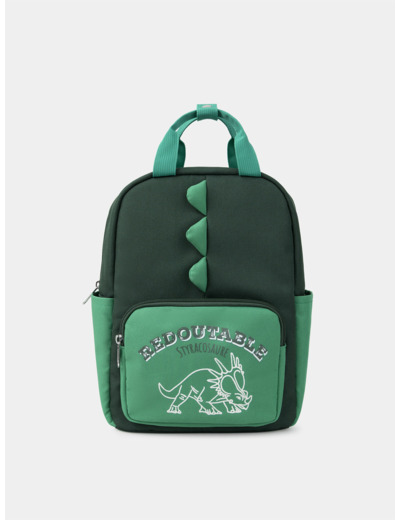 Sac à dos vert avec poche avant imprimé dinosaure Garçon
